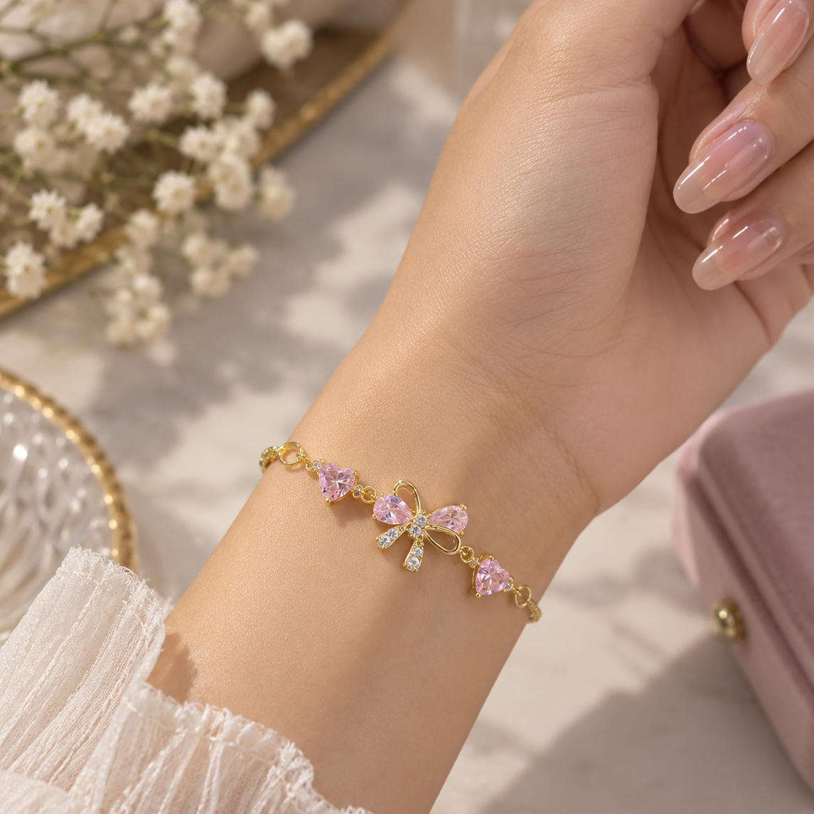 Pink Flower Bracelet